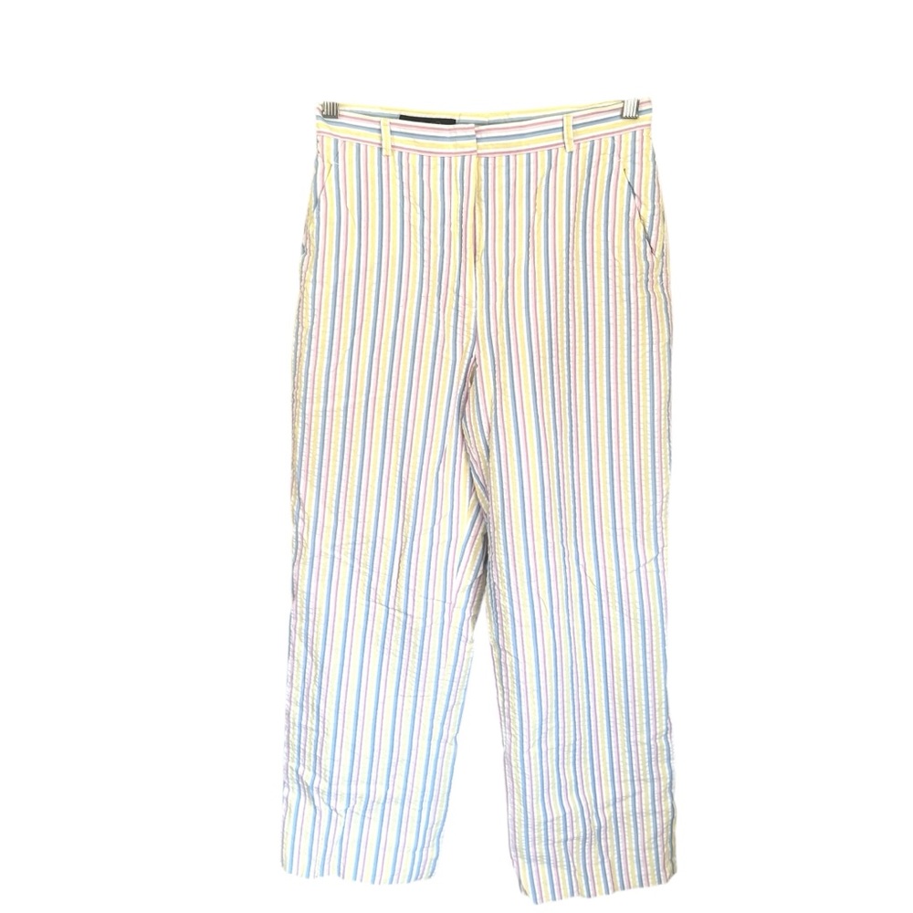 Brooks Brothers Pastel Striped Seersucker Cropped Trousers Cream Size 6